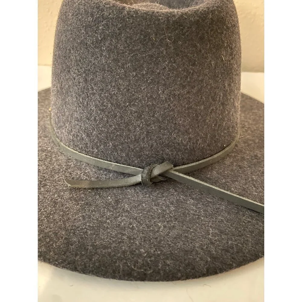 NWOT Brixton The Wesley Unisex Charcoal Wide Brim 100% Wool Felt Fedora L